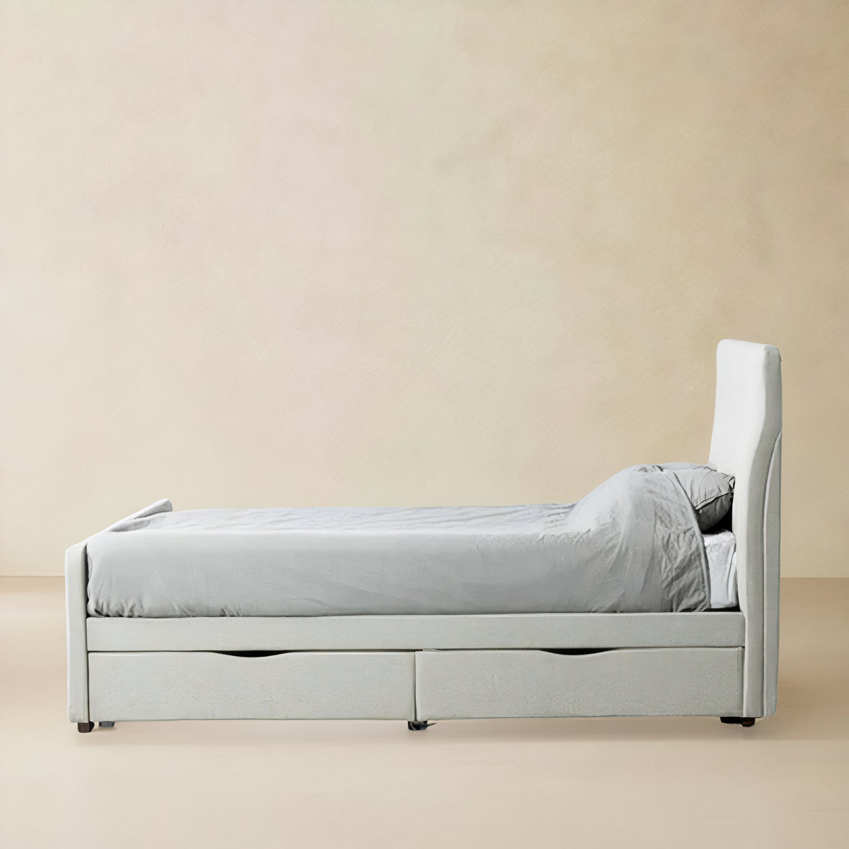 HAMILTON King Fabric Bed with Storage, Grey