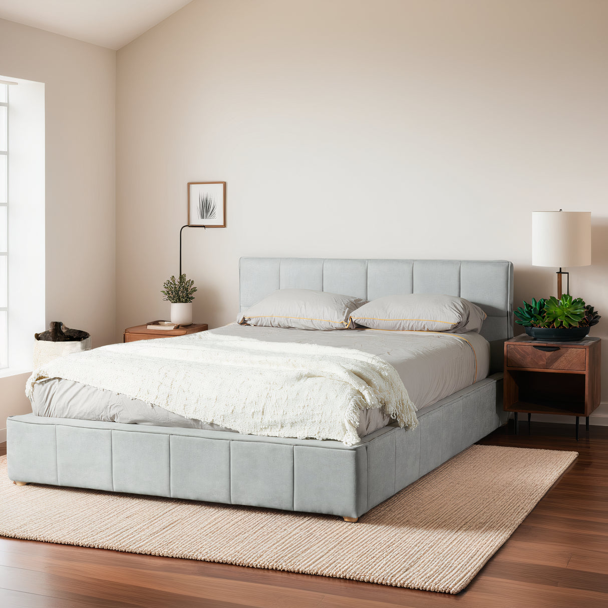 LIDO Queen Fabric Bed, Grey