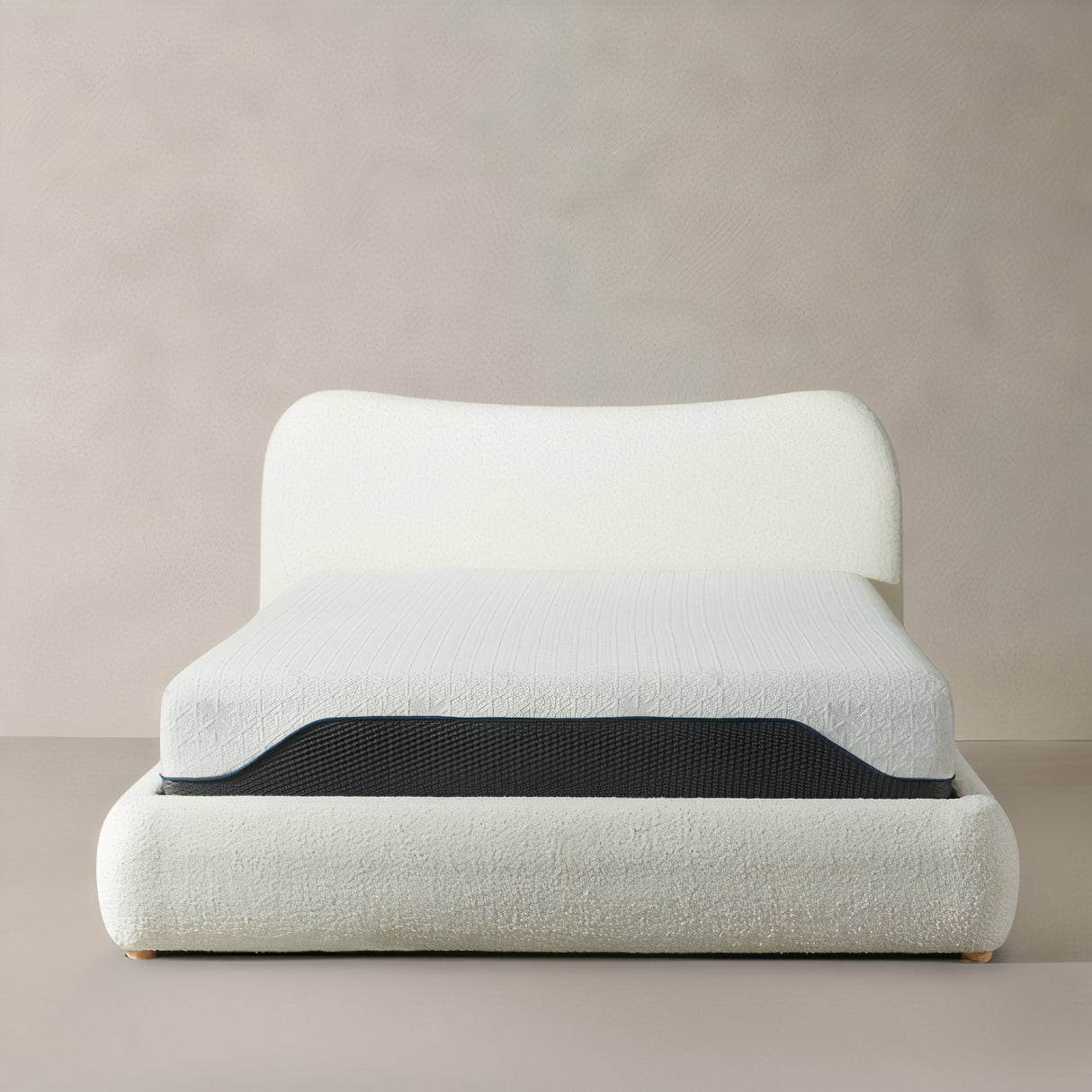 Marseille King Upholstered Bed - Cloud White Bouclé