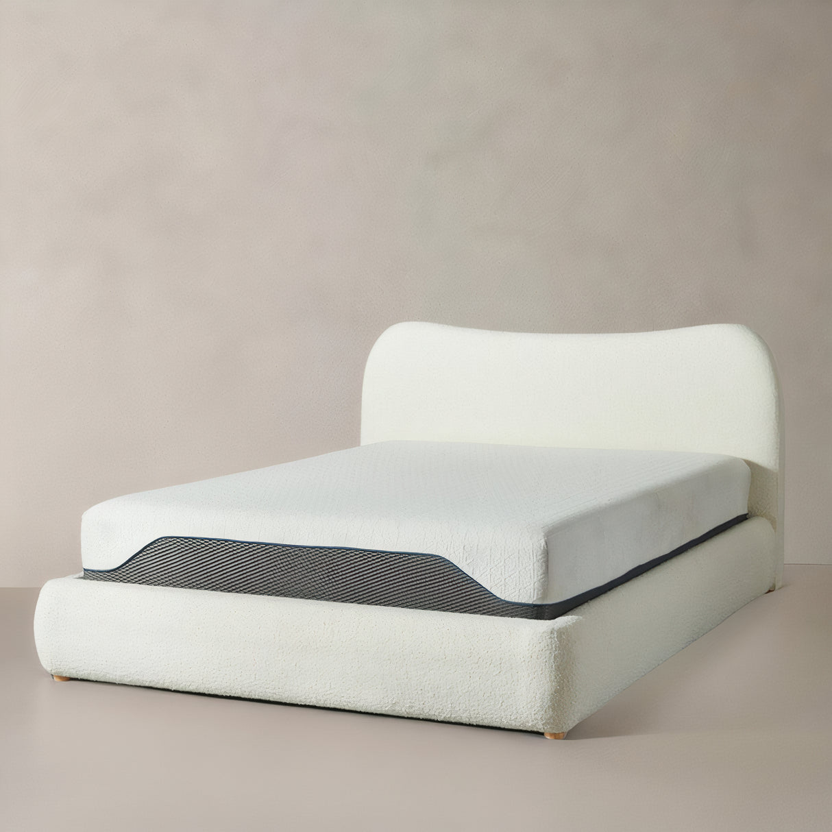 Marseille King Upholstered Bed - Cloud White Bouclé