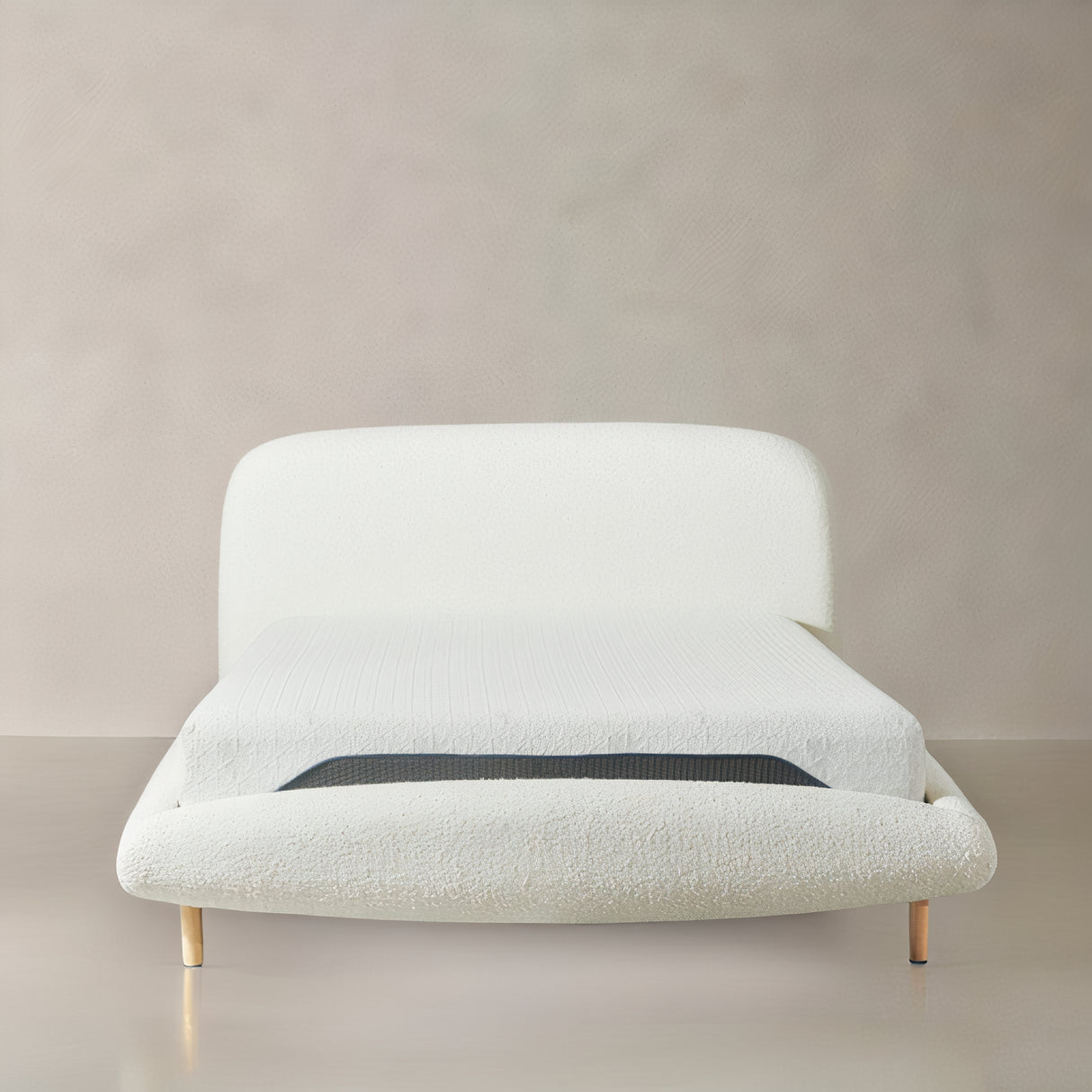 NICE King Boucle Fabric Bed, Cream