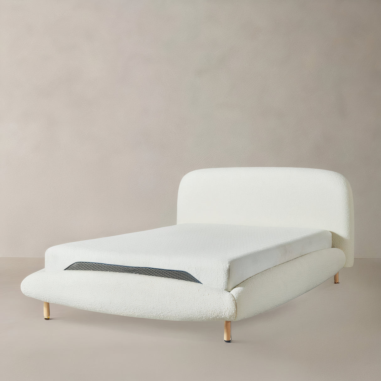 NICE King Boucle Fabric Bed, Cream