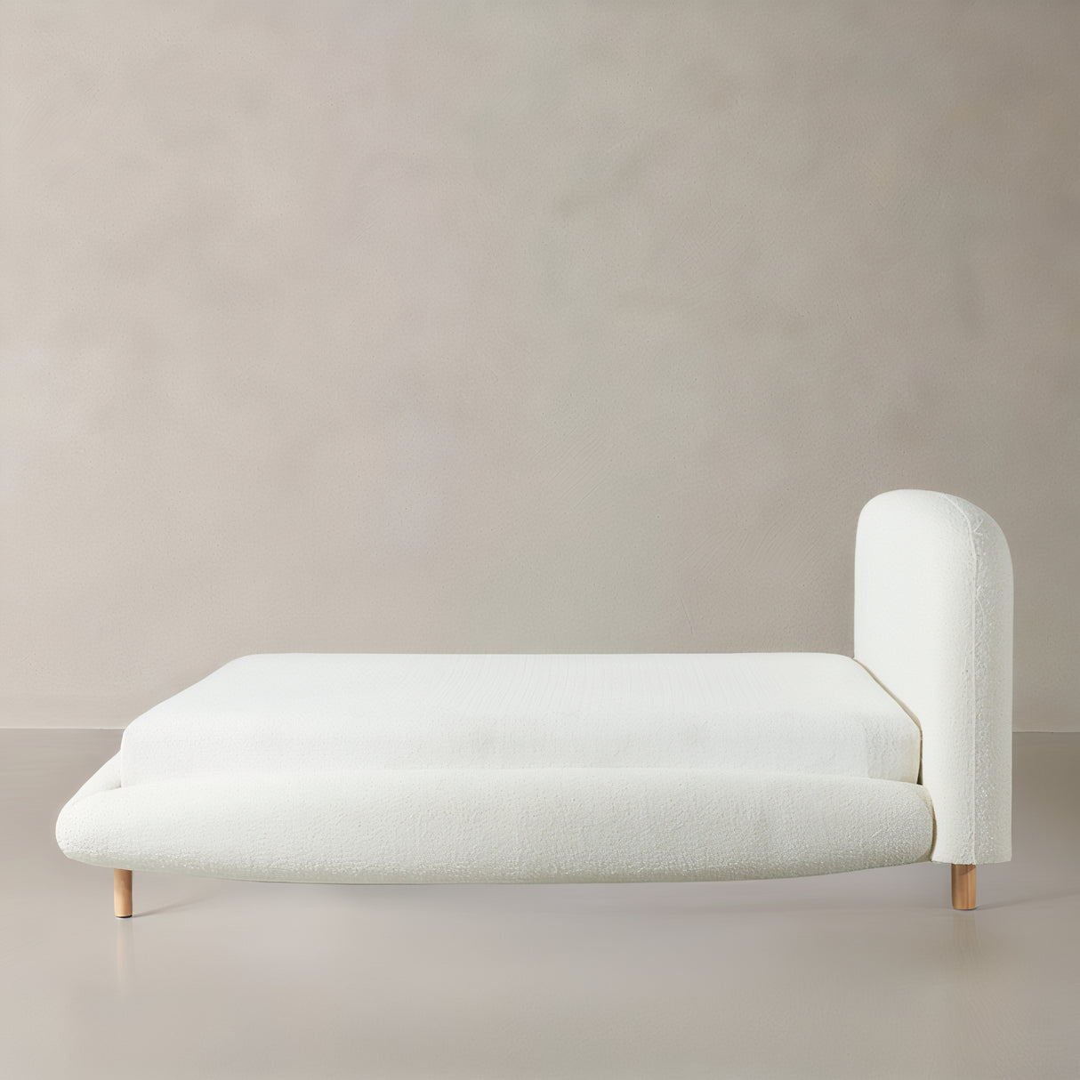 NICE King Boucle Fabric Bed, Cream