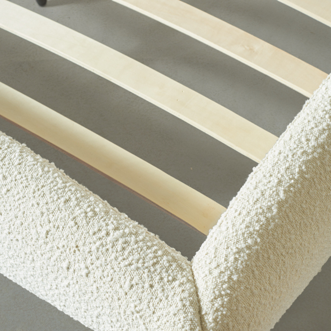 NICE Queen Boucle Fabric Bed, Cream