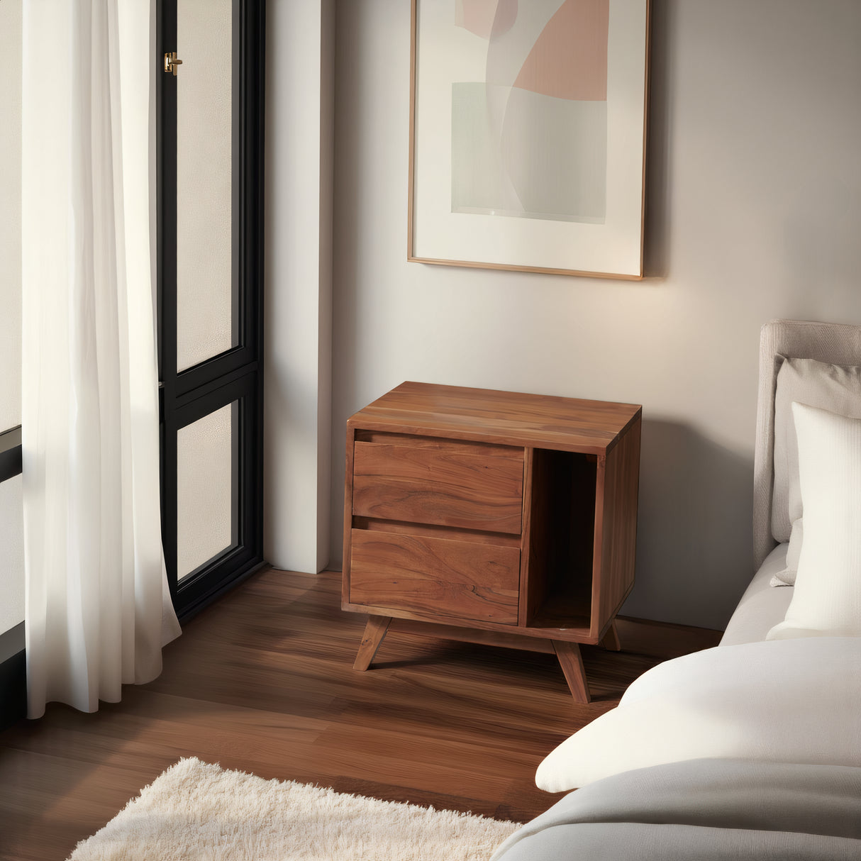 KYOTO Acacia Solid Wood Nightstand