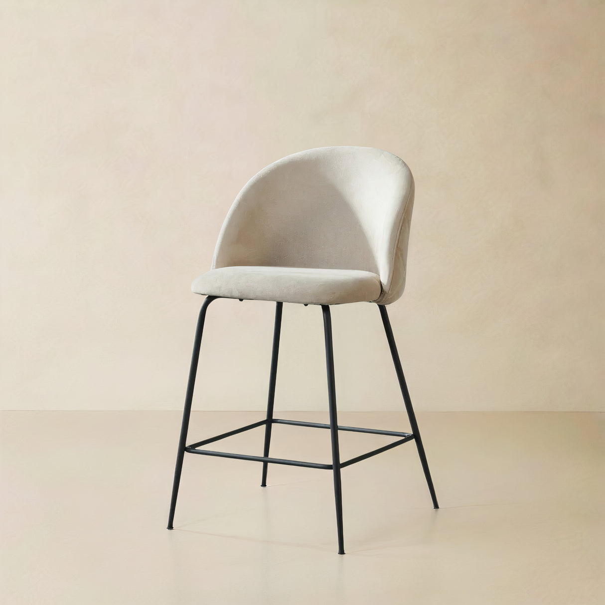 CEDAR Fabric Counter Stool, Beige, 25.6"