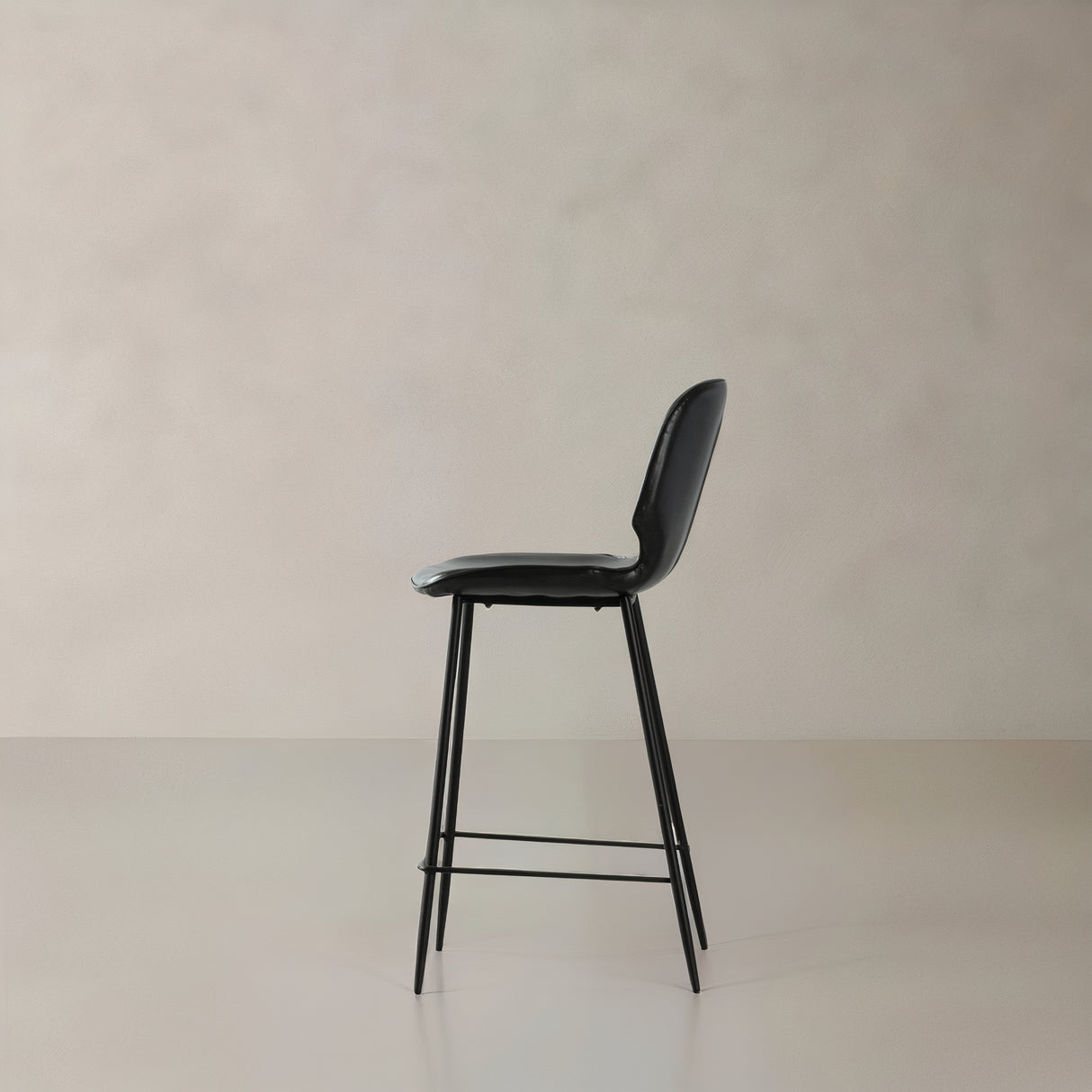 LINCOLN Leather Counter Stool, Black, 25.6"