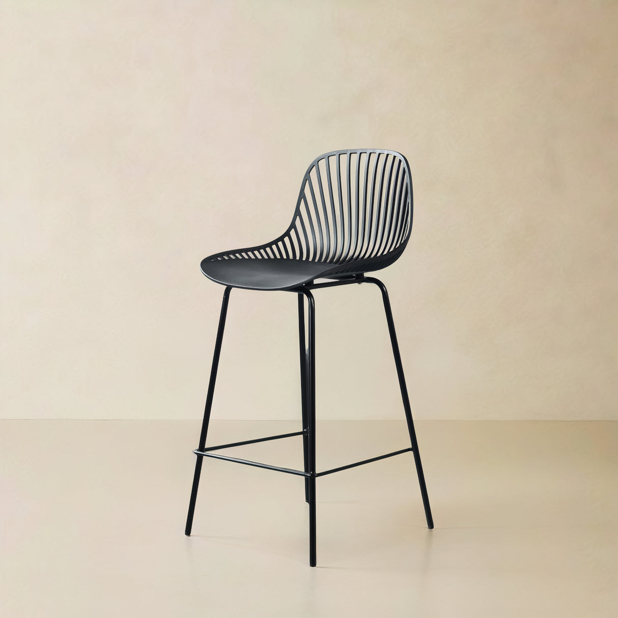 PEARL Plastic Counter Stool, Black, 25.6"