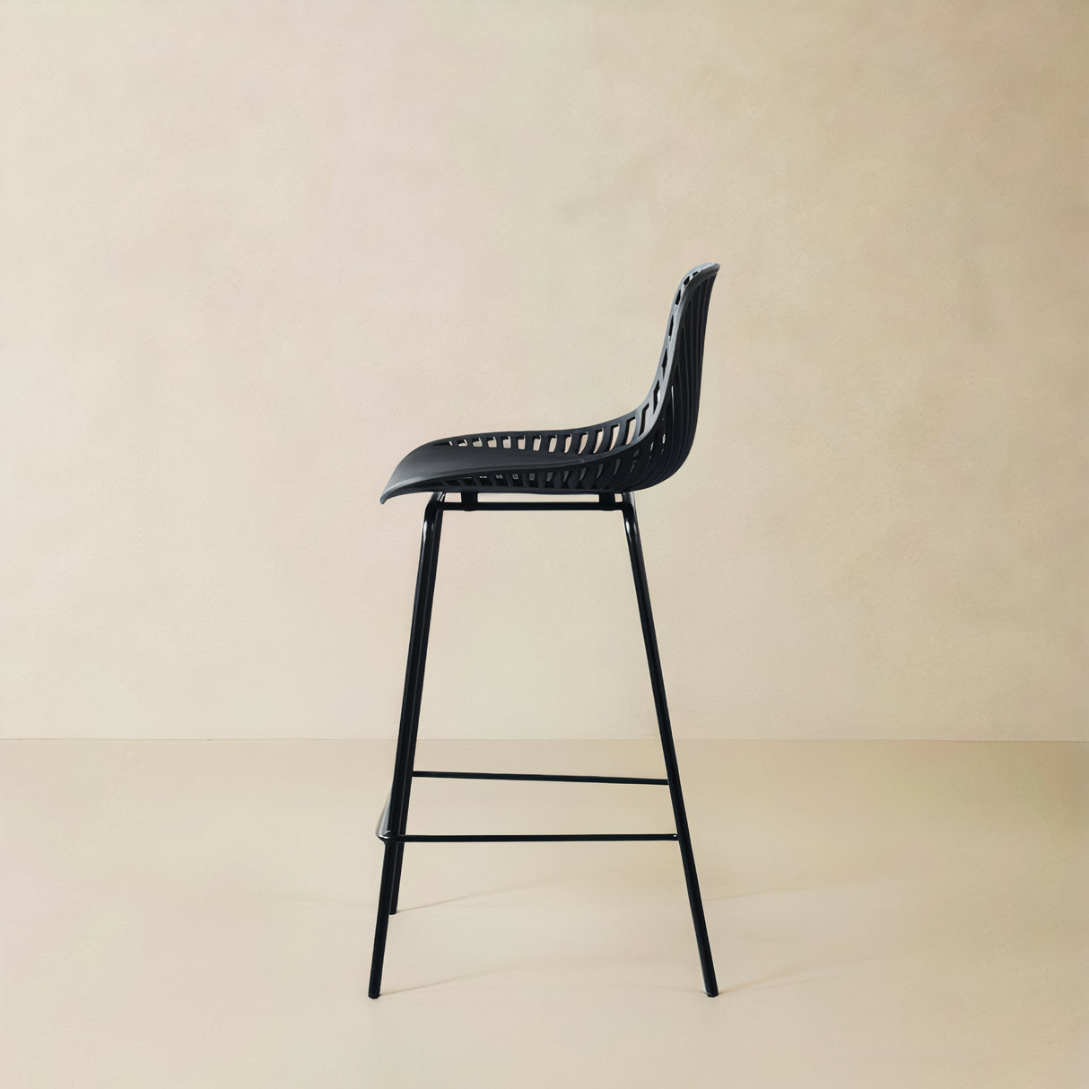 PEARL Plastic Counter Stool, Black, 25.6"