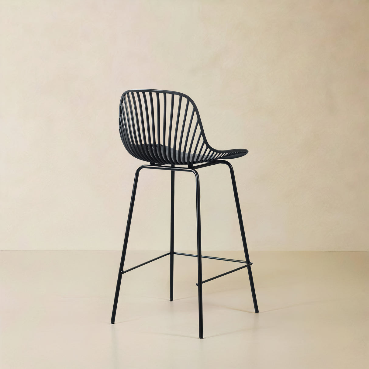 PEARL Plastic Counter Stool, Black, 25.6"