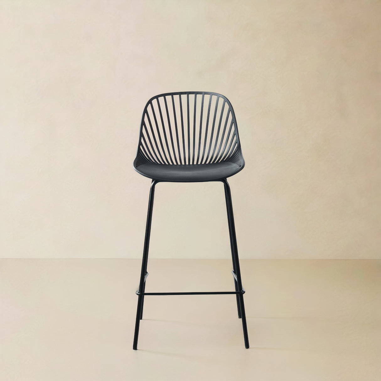 PEARL Plastic Counter Stool, Black, 25.6"