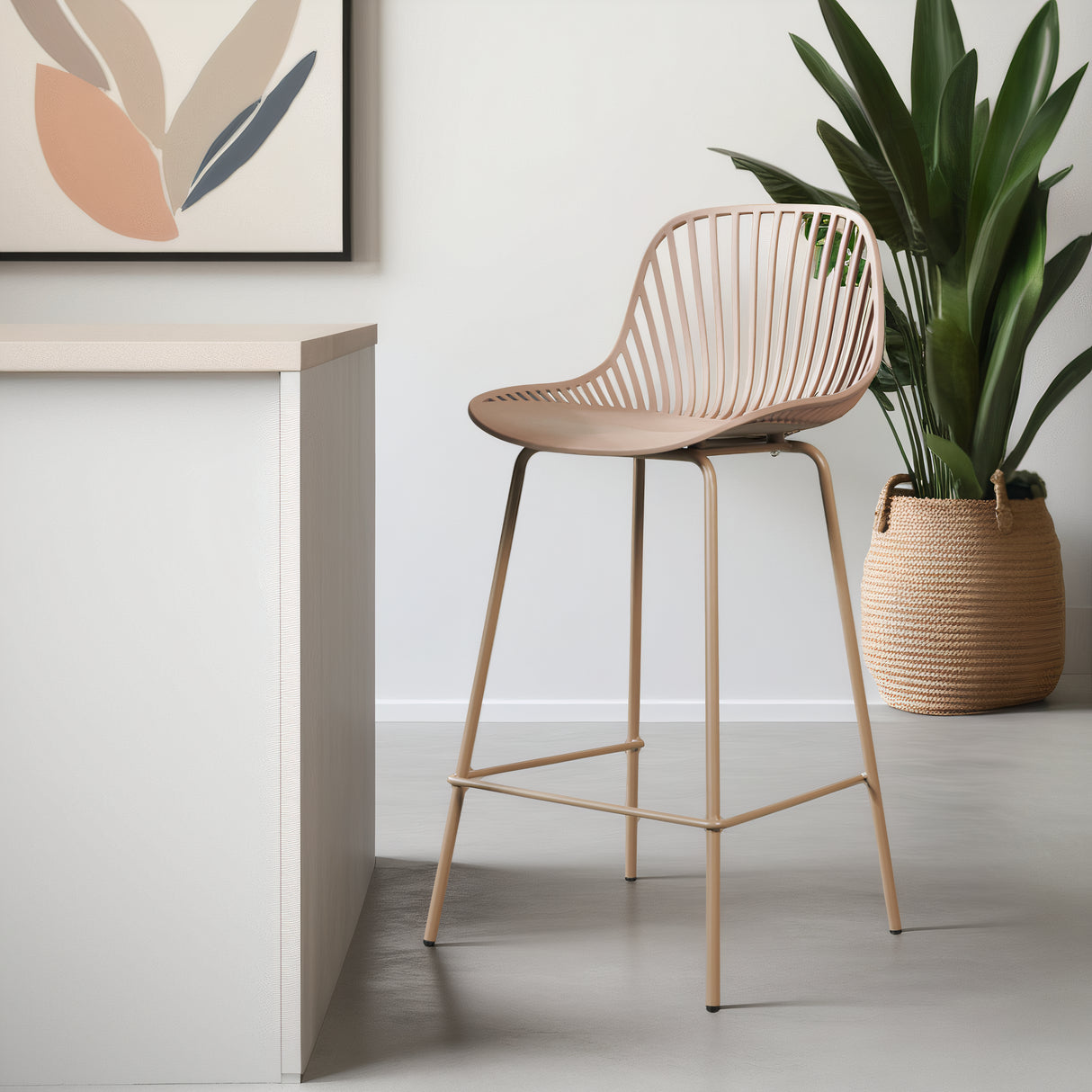 PEARL Plastic Counter Stool, Brown, 25.6"