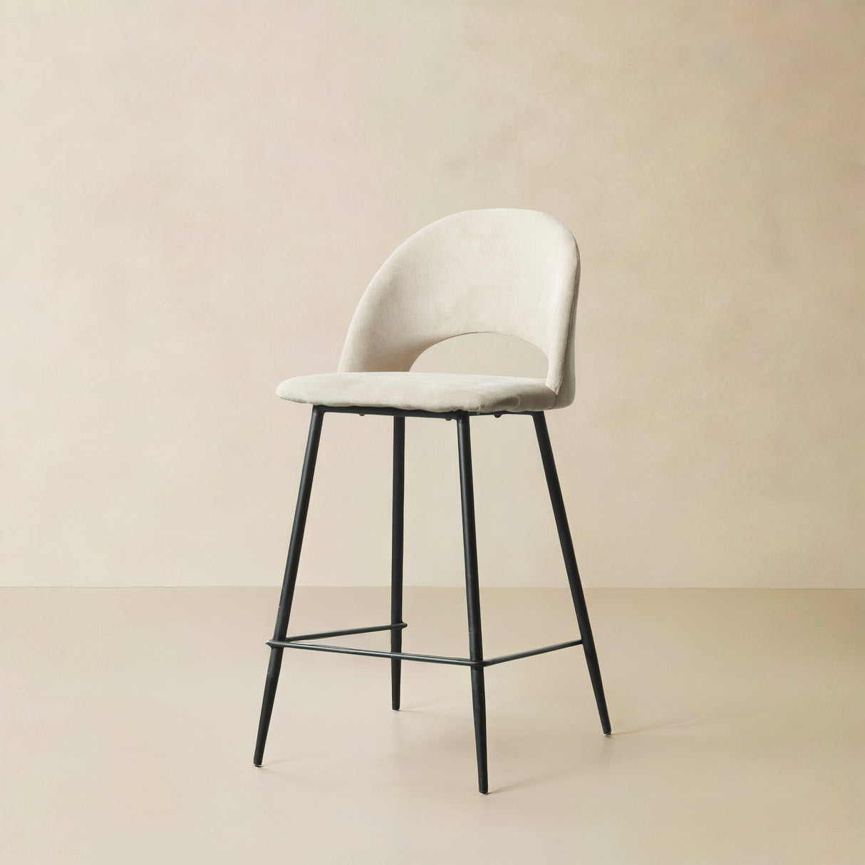 PIERCE Fabric Counter Stool, Beige, 25.6"