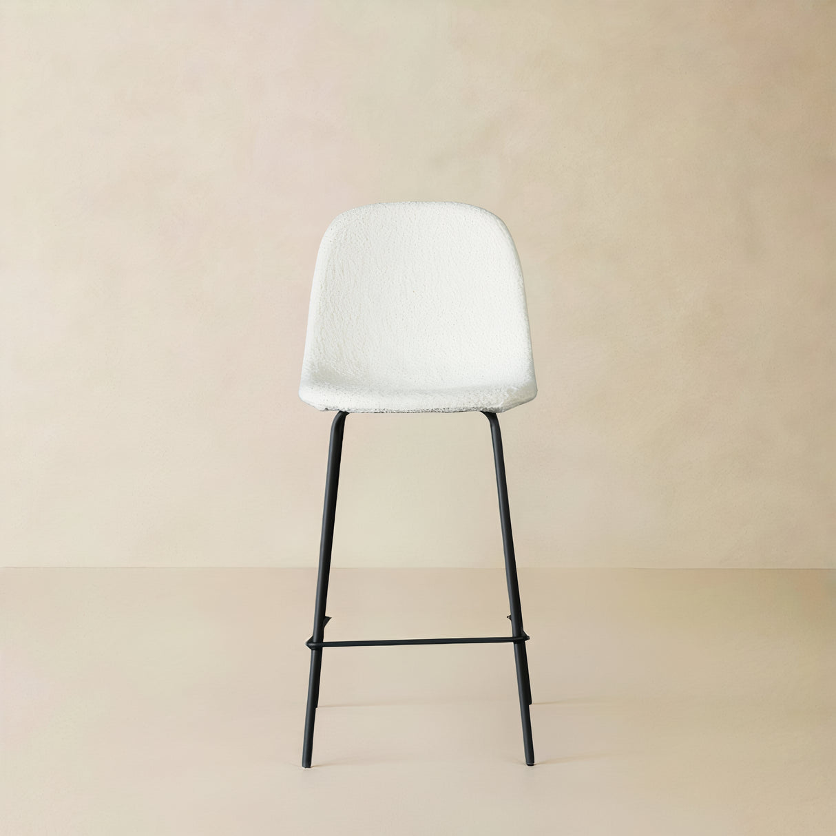 ROMA Boucle Fabric Counter Stool, Cream, 25.6"