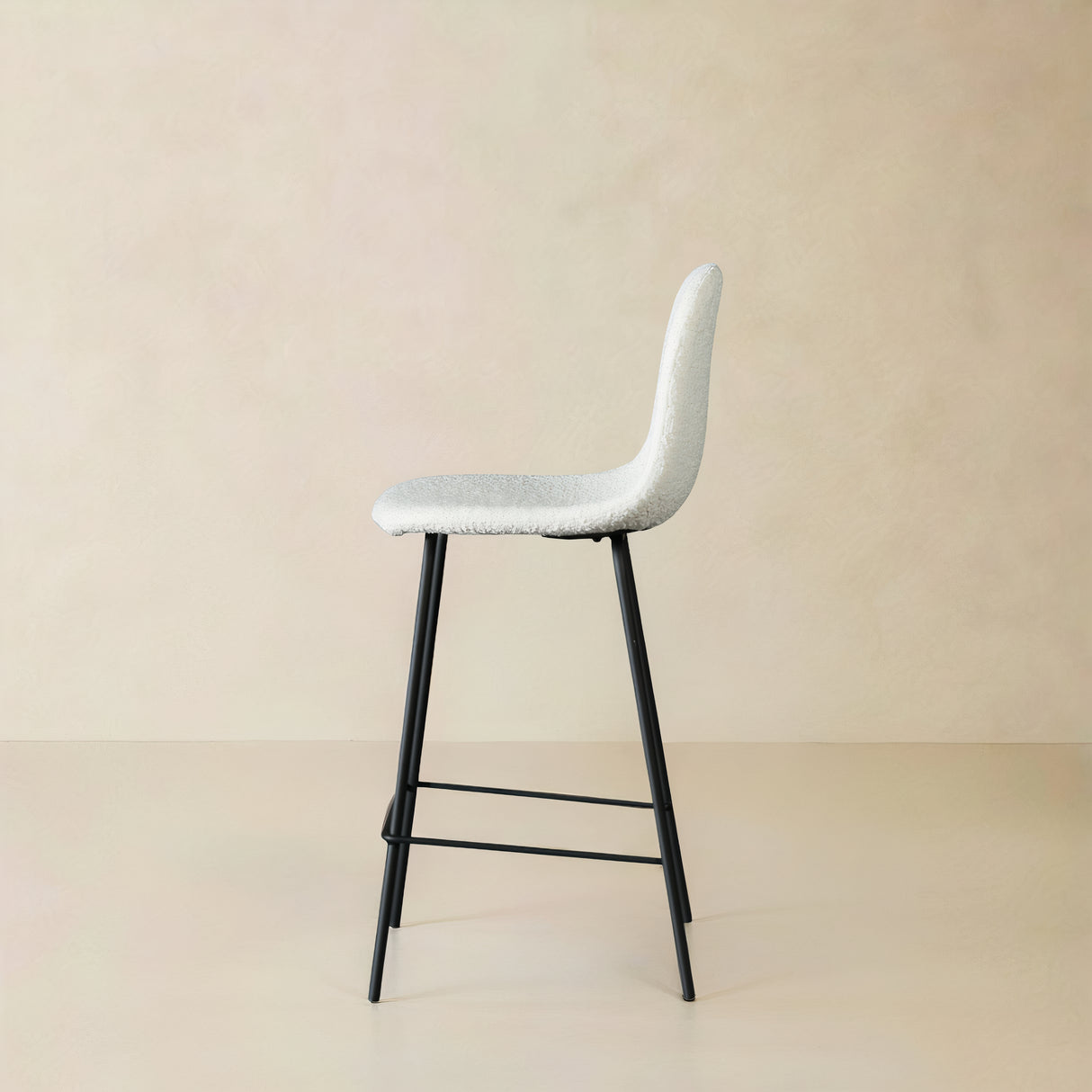 ROMA Boucle Fabric Counter Stool, Cream, 25.6"