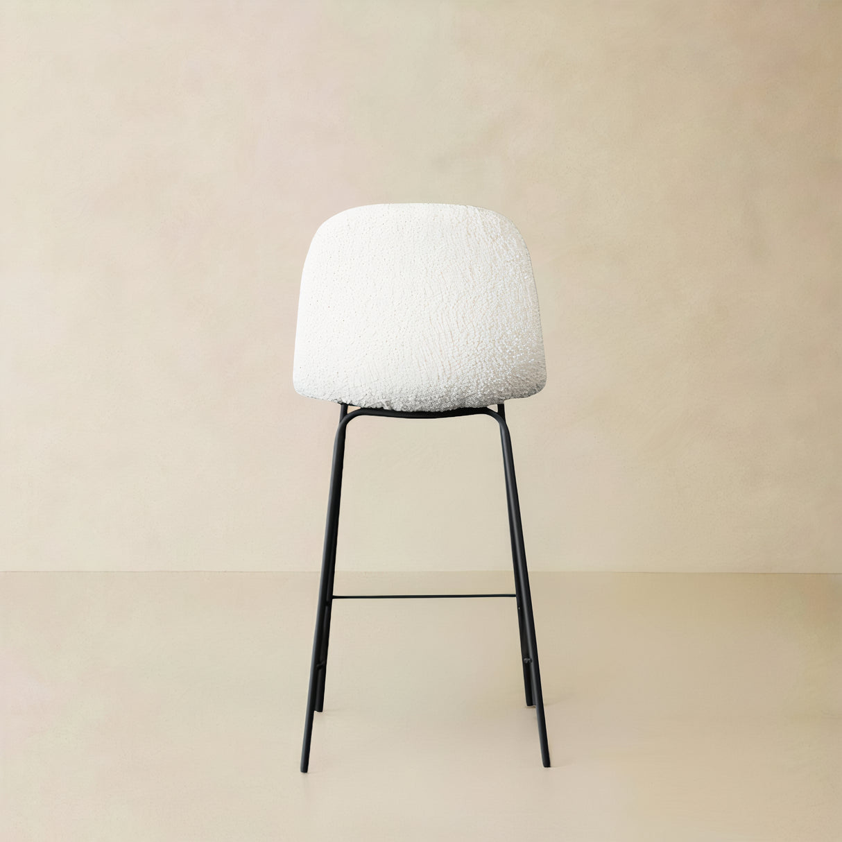 ROMA Boucle Fabric Counter Stool, Cream, 25.6"