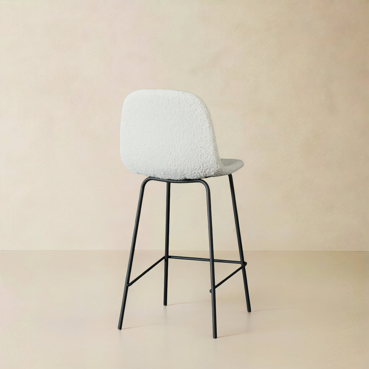 ROMA Boucle Fabric Counter Stool, Cream, 25.6"