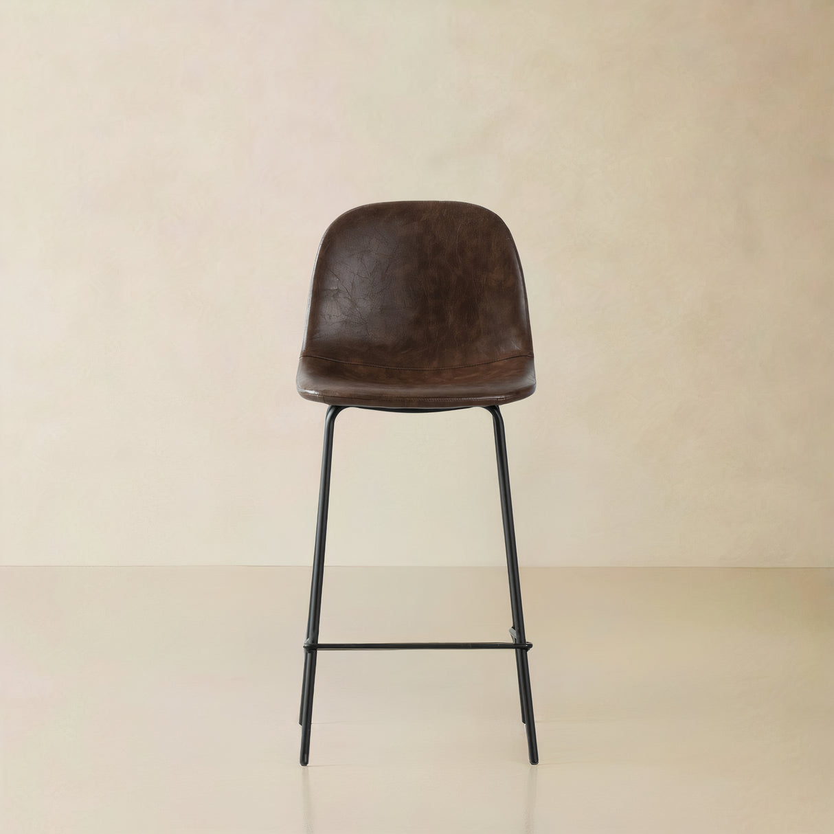 ROMA Leather Bar Stool, Brown, 29.5"