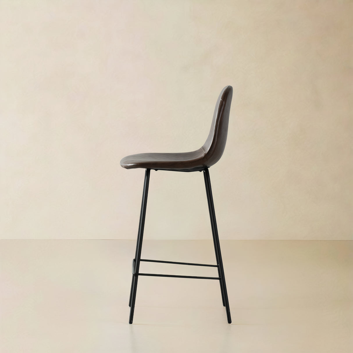 ROMA Leather Bar Stool, Brown, 29.5"