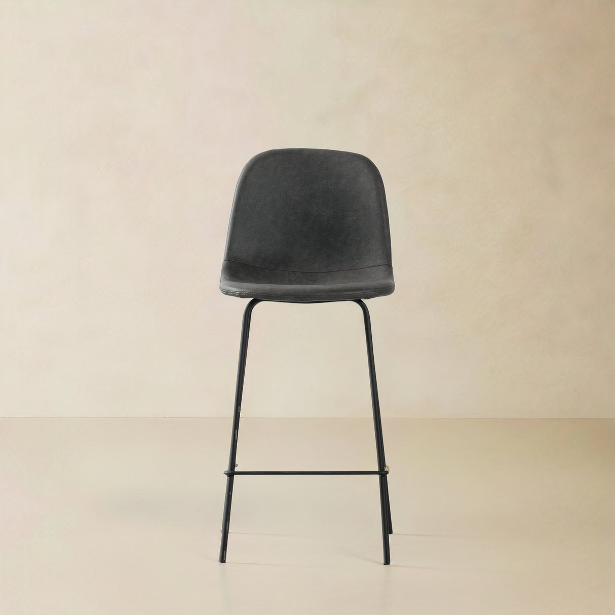 ROMA Leather Counter Stool, Grey, 25.6"