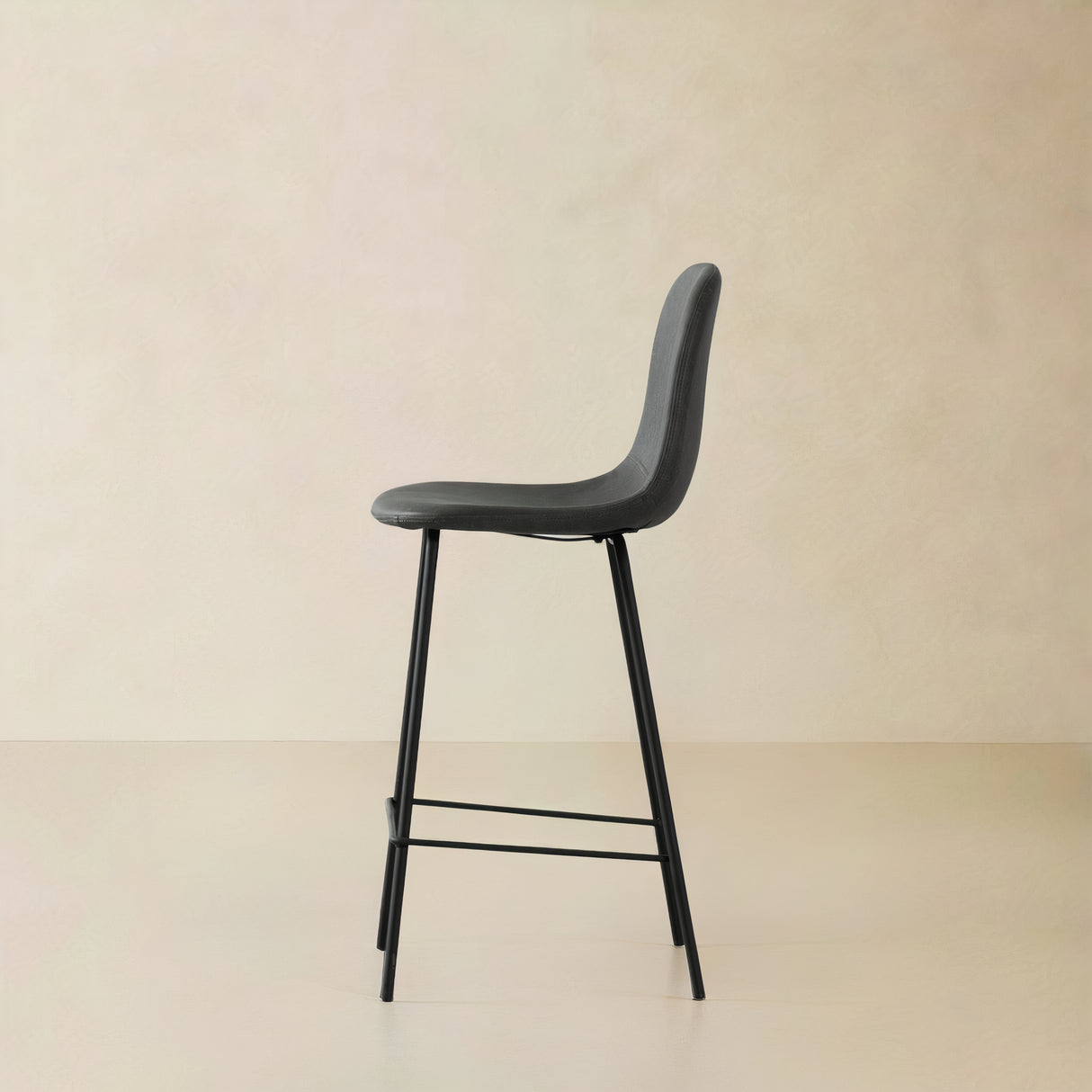 ROMA Leather Counter Stool, Grey, 25.6"