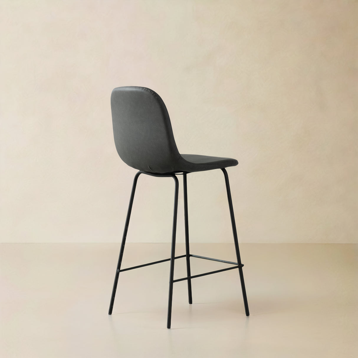 ROMA Leather Counter Stool, Grey, 25.6"