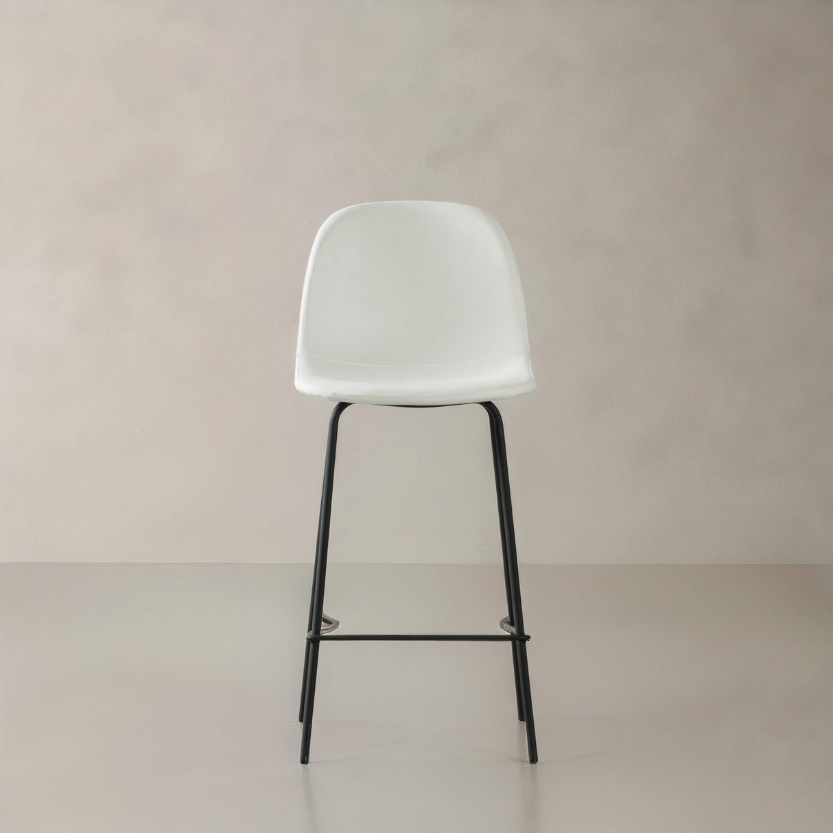 ROMA Leather Counter Stool, White, 25.6"