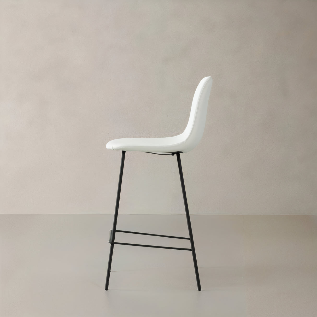 ROMA Leather Counter Stool, White, 25.6"