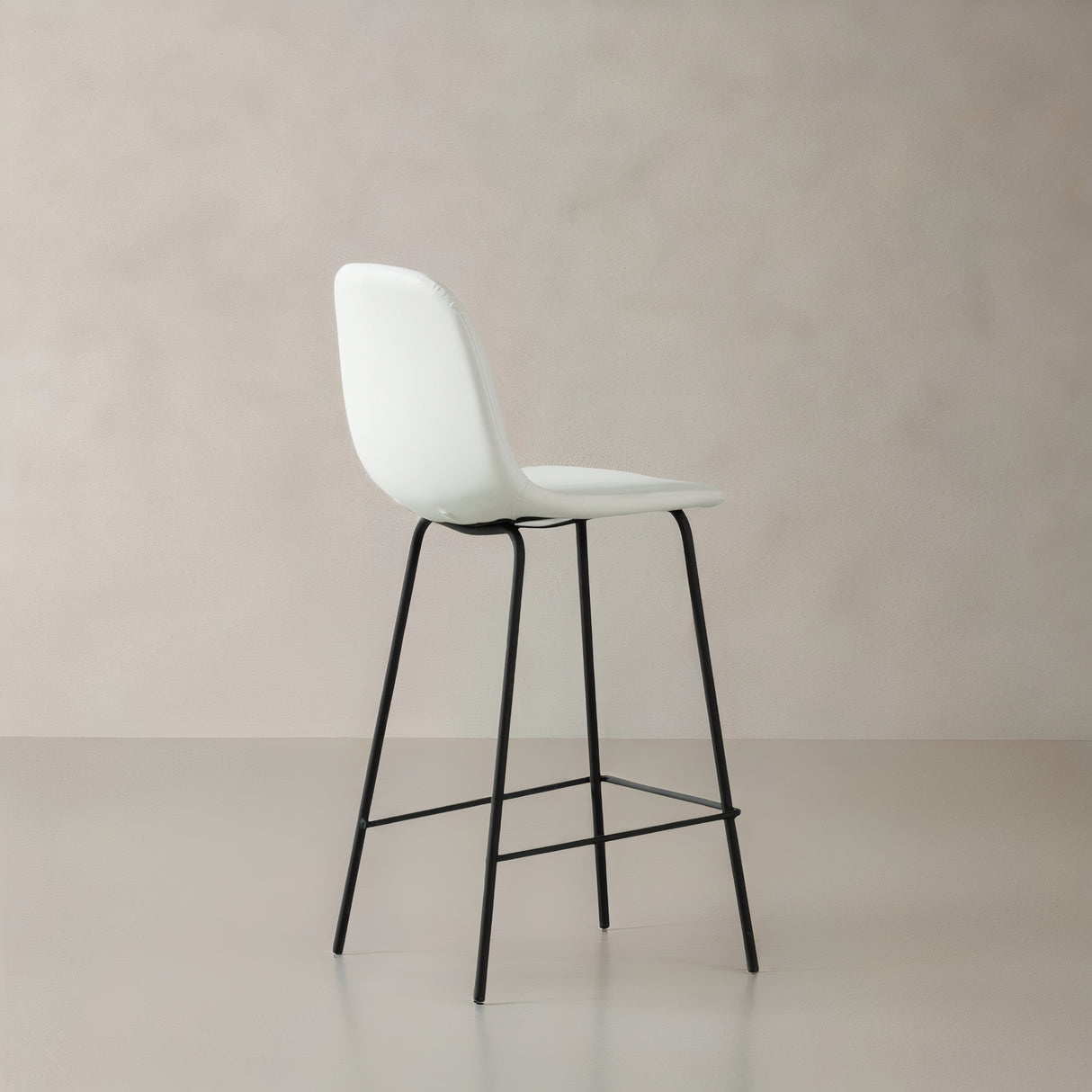 ROMA Leather Counter Stool, White, 25.6"