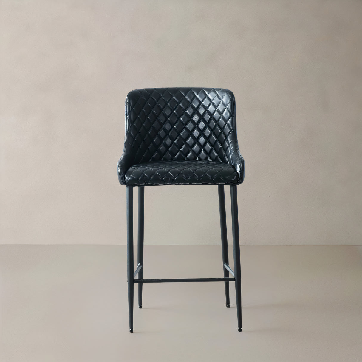 VICTOR Leather Counter Stool, Black, 25.6"