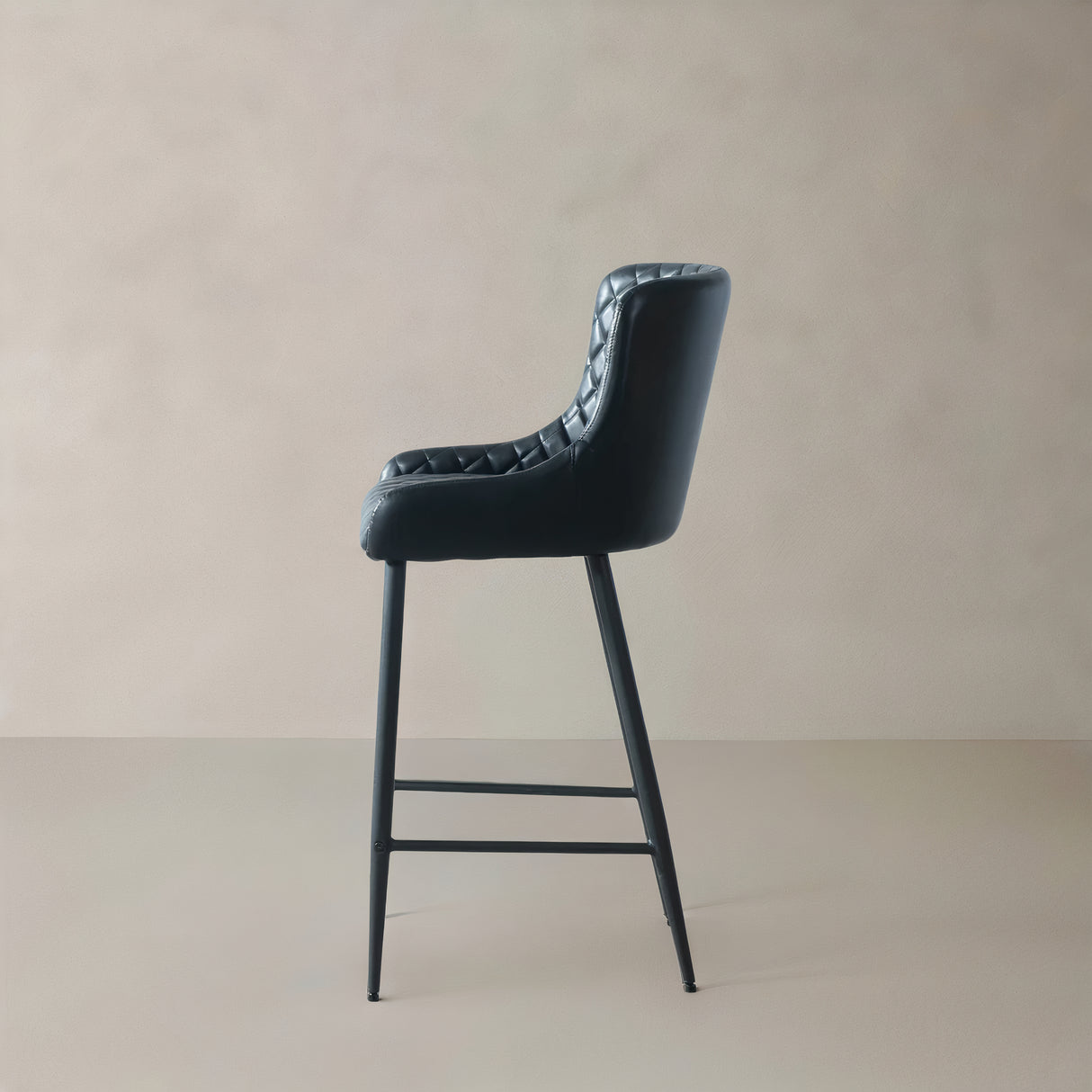 VICTOR Leather Counter Stool, Black, 25.6"