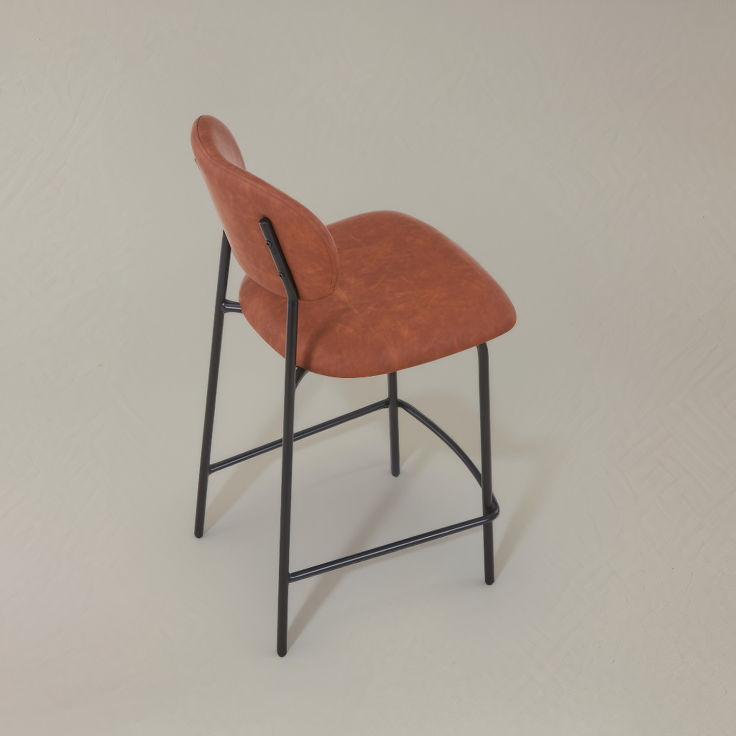 CLAPA Leather Counter Stool, Brown, 65cm