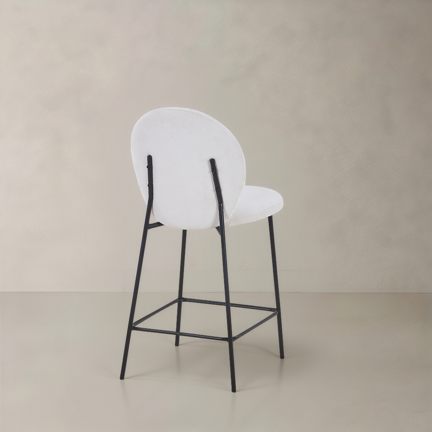 GRETA Corduroy Fabric Counter Stool, Cream, 65cm