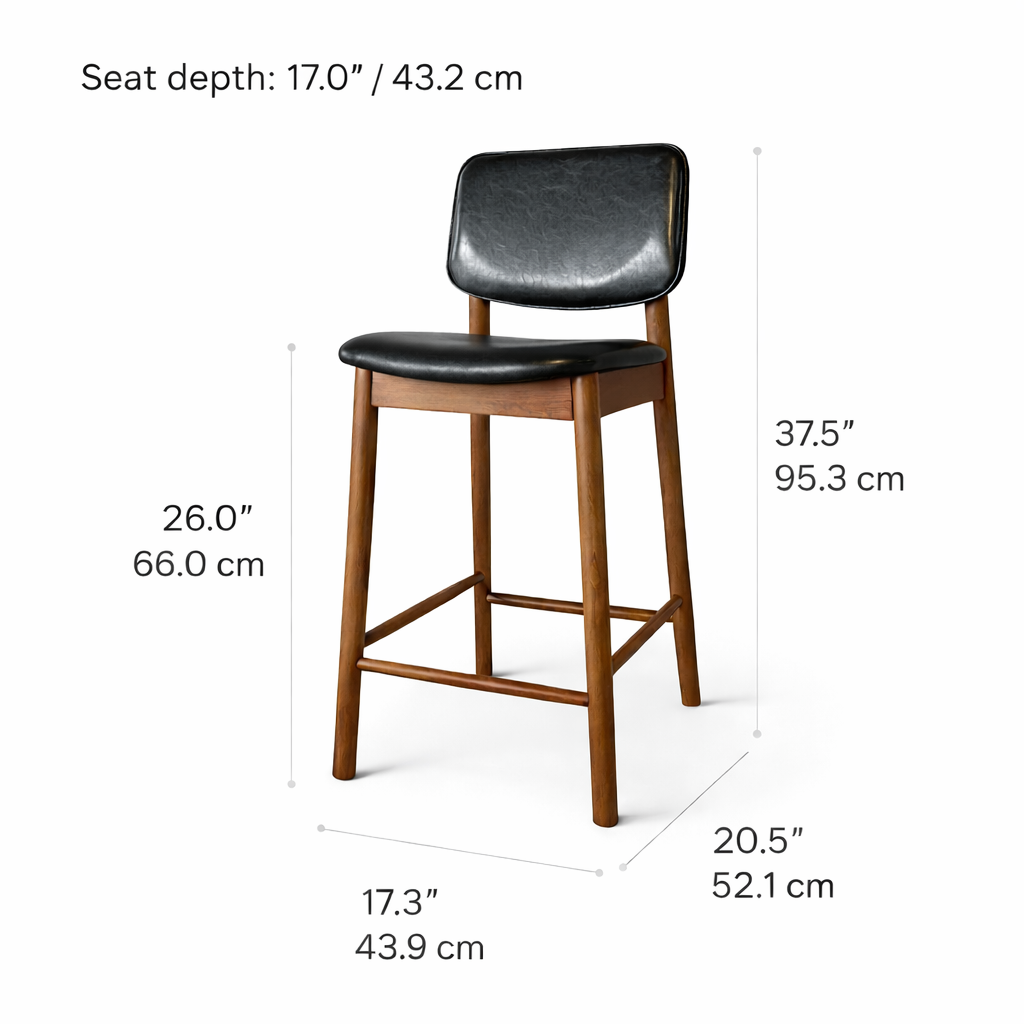 Ivy Solid Wood Counter Stool - Smoked Oak and Black