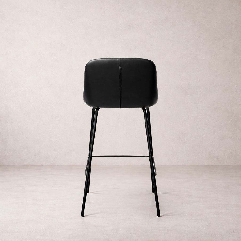 Tabouret de comptoir en cuir Petra - Noir