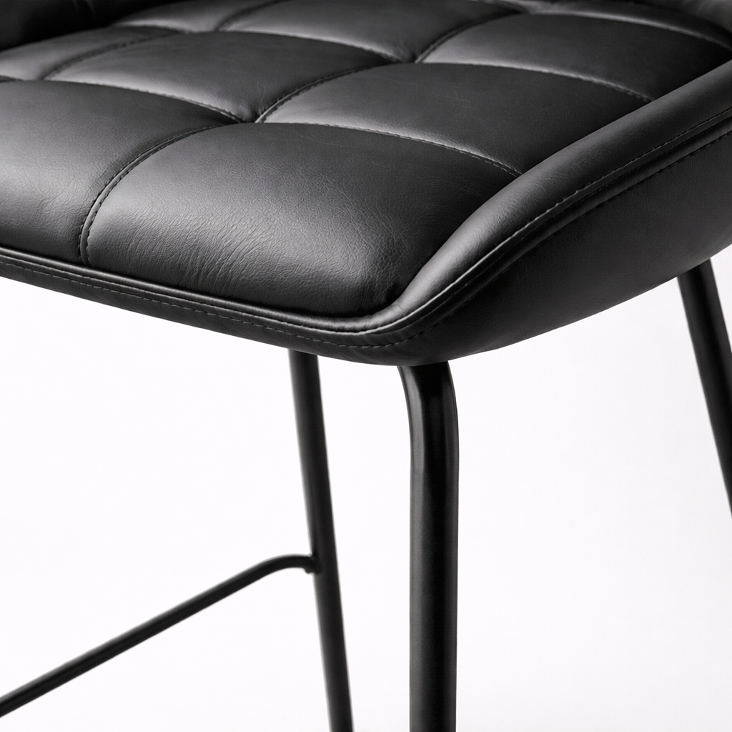 Tabouret de comptoir en cuir Petra - Noir