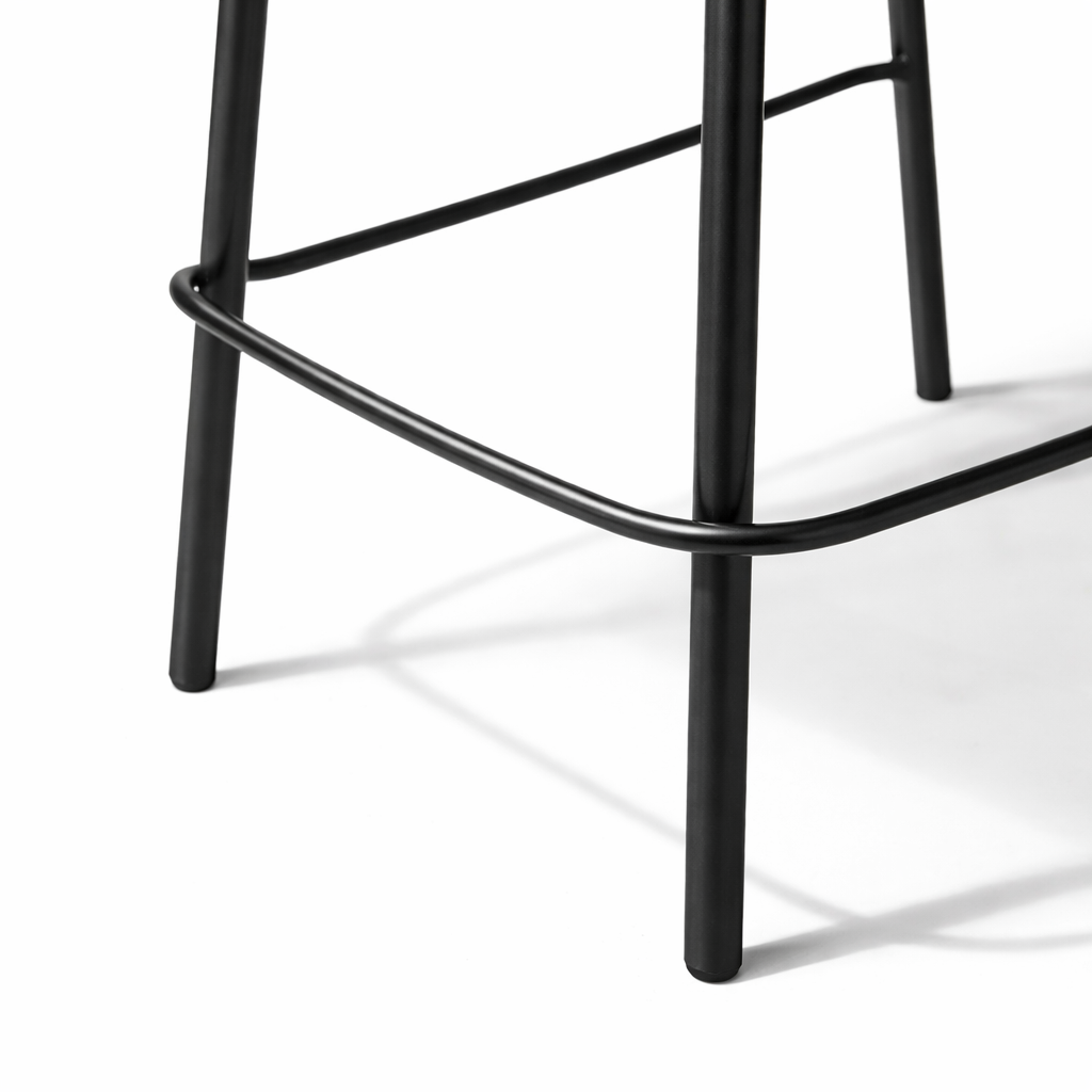 Tabouret de comptoir en cuir Petra - Noir
