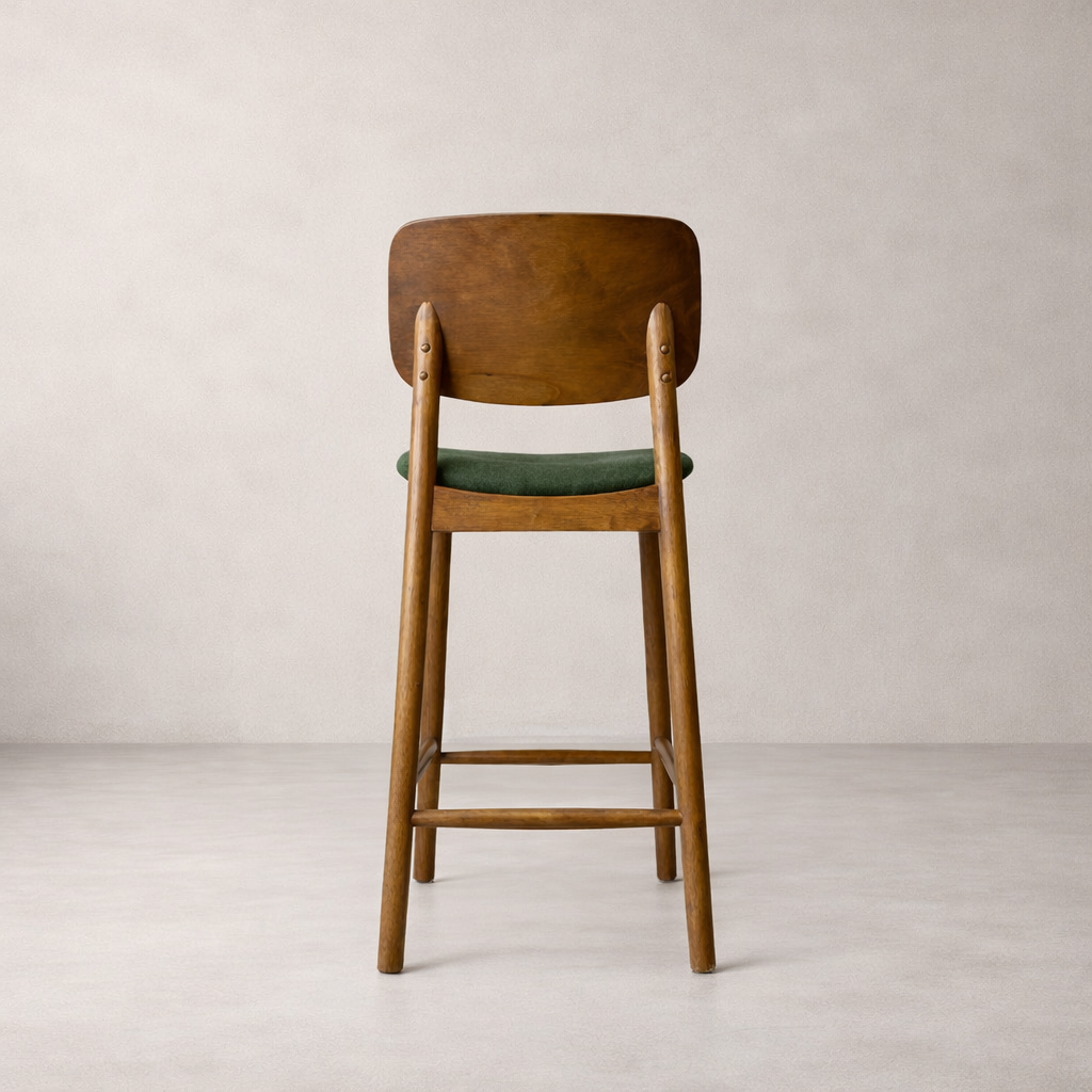 Ivy Solid Wood Counter Stool - Smoked Oak and Moss Green