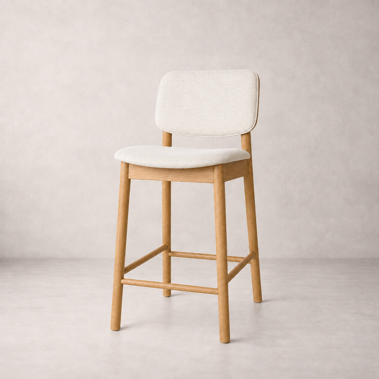 Ivy Solid Wood Counter Stool - Natural Oak and Heathered Ivory