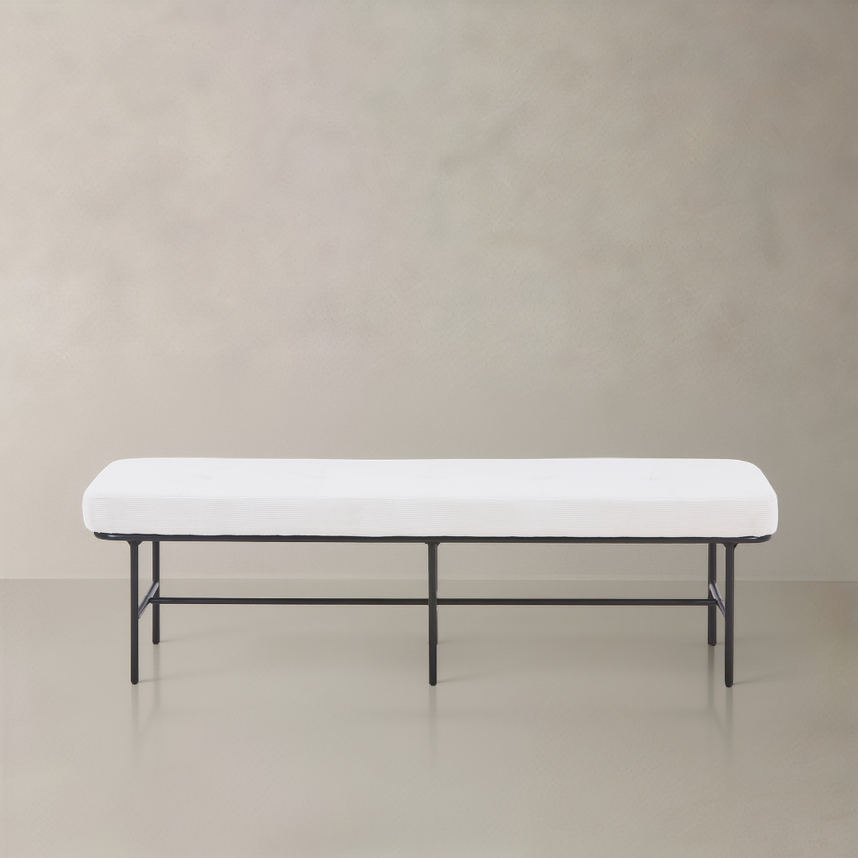 ROMA Corduroy Fabric Bench, Cream, 62.9"
