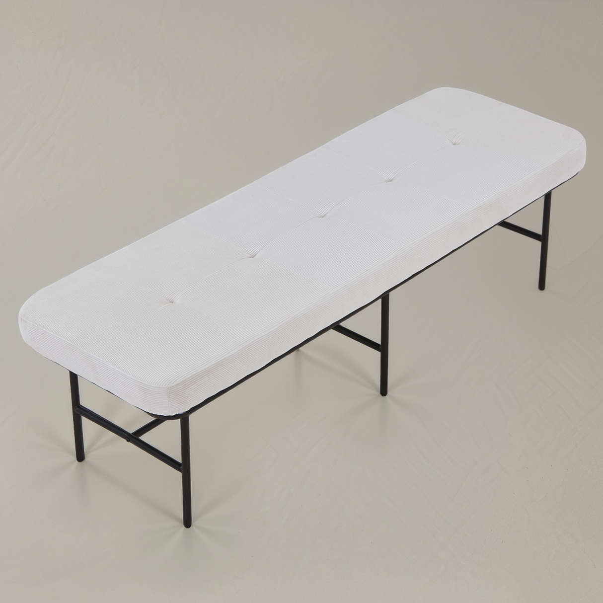 ROMA Corduroy Fabric Bench, Cream, 62.9"