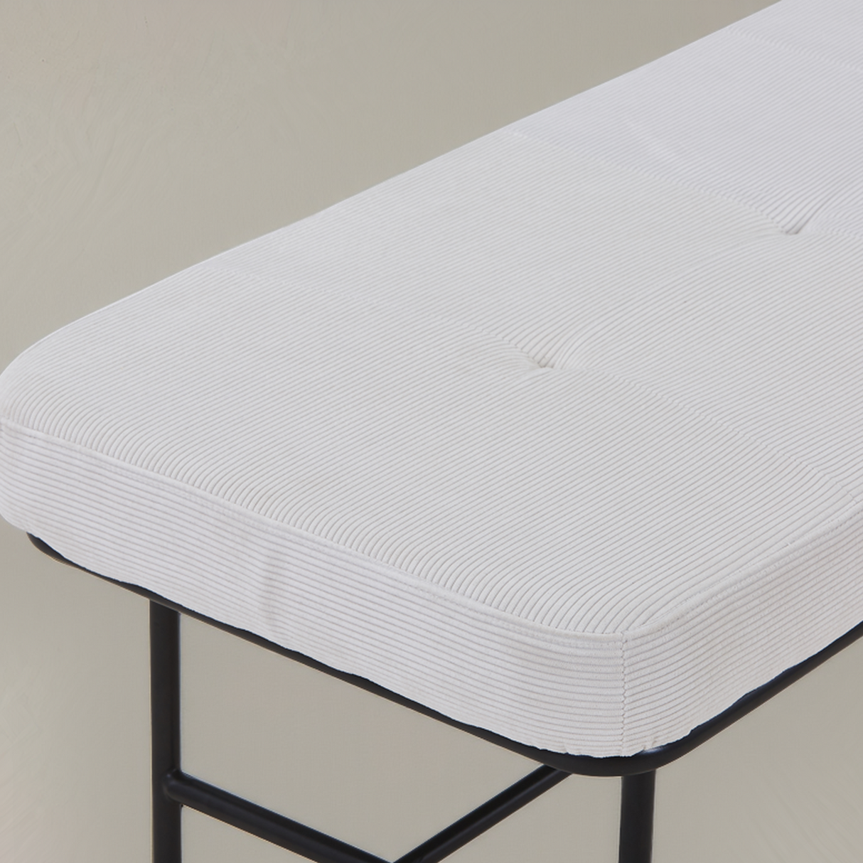 ROMA Corduroy Fabric Bench, Cream, 62.9"