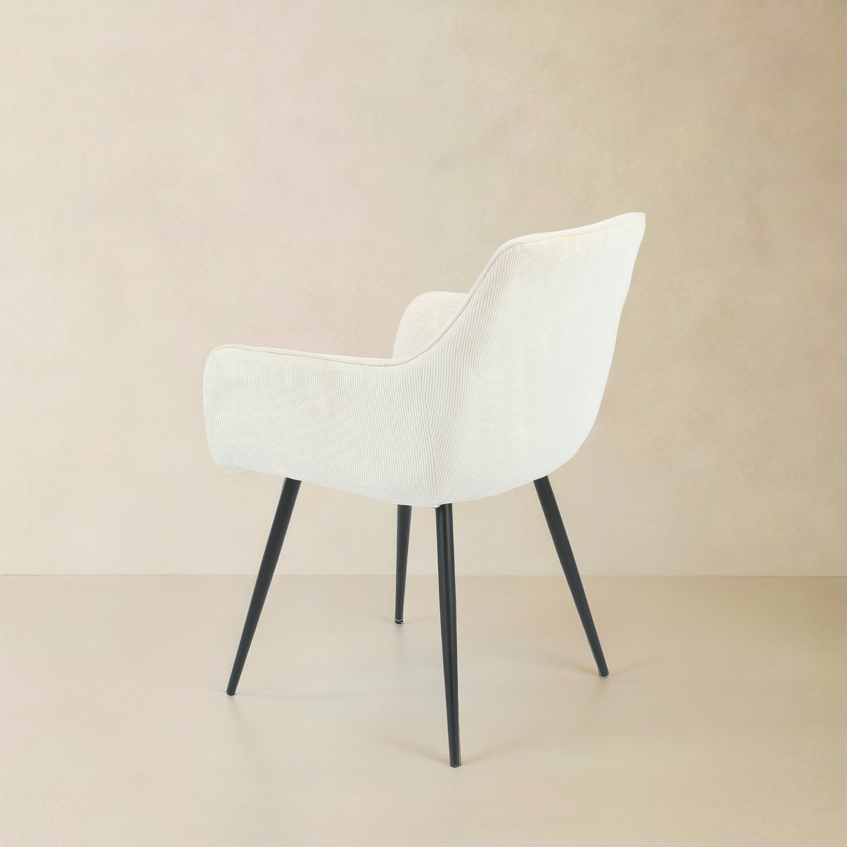 ELARA Corduroy Fabric Armchair, Cream
