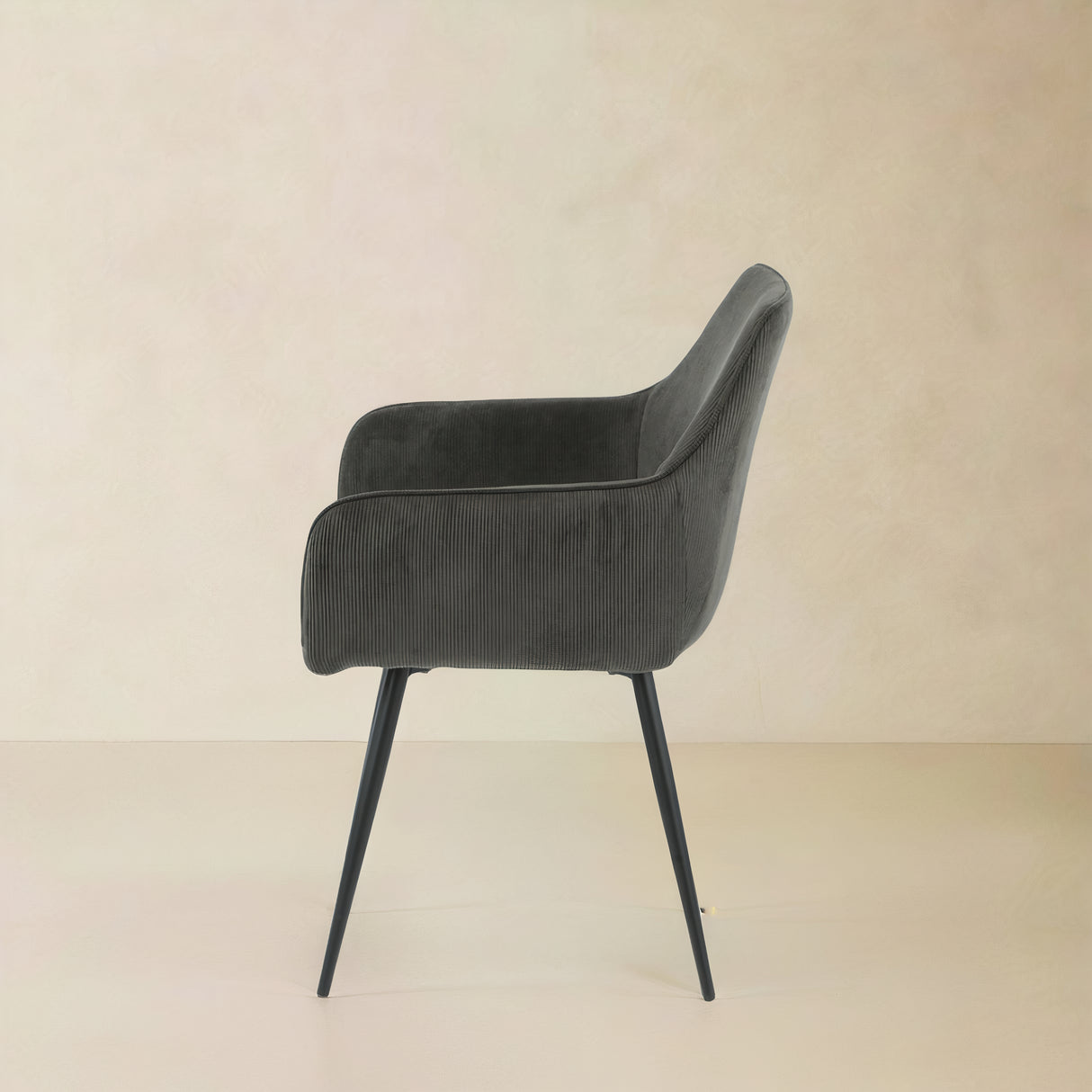 ELARA Corduroy Fabric Armchair, Black