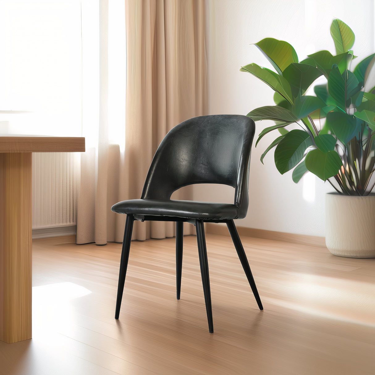 PIERCE Leather Chair, Black