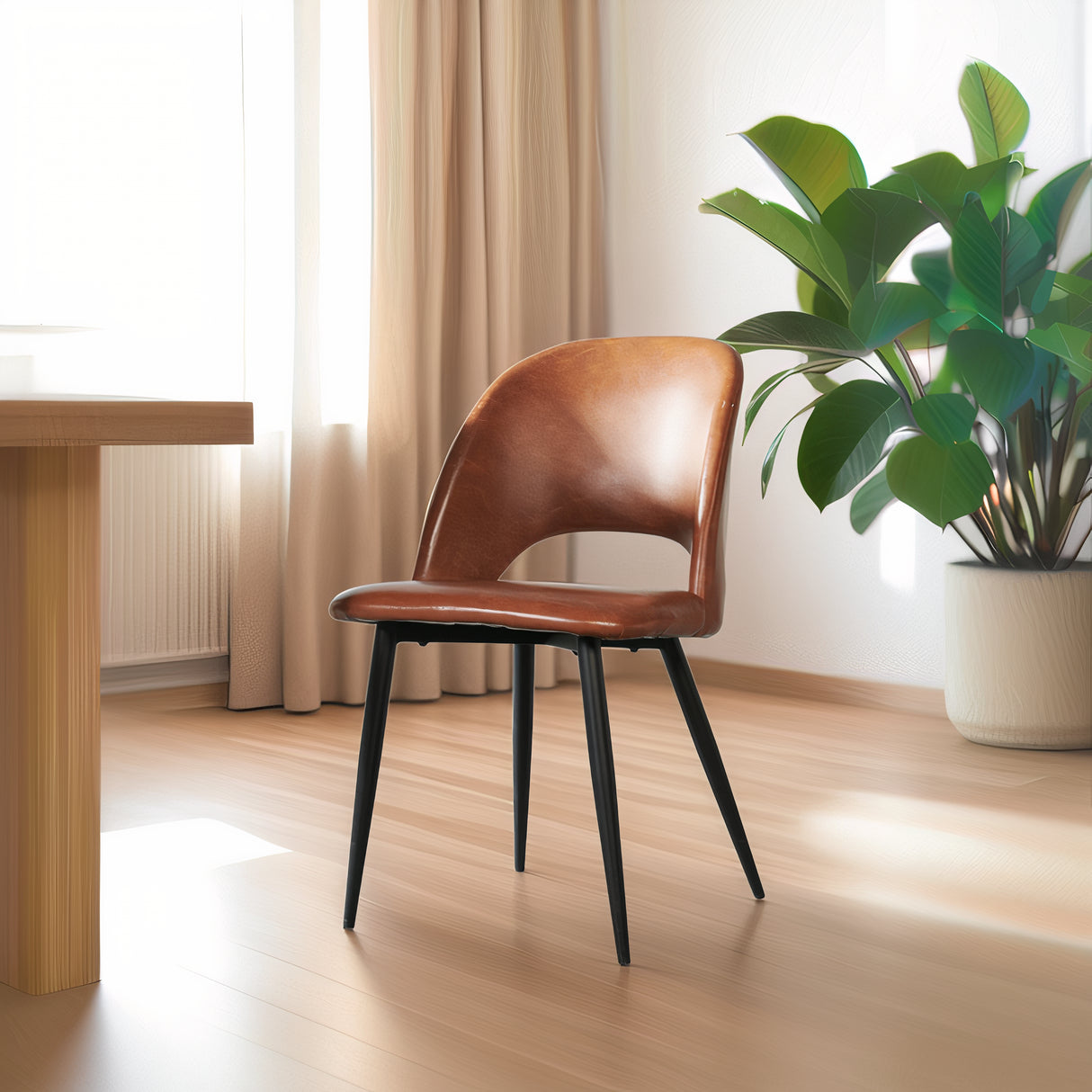 PIERCE Leather Chair, Brown