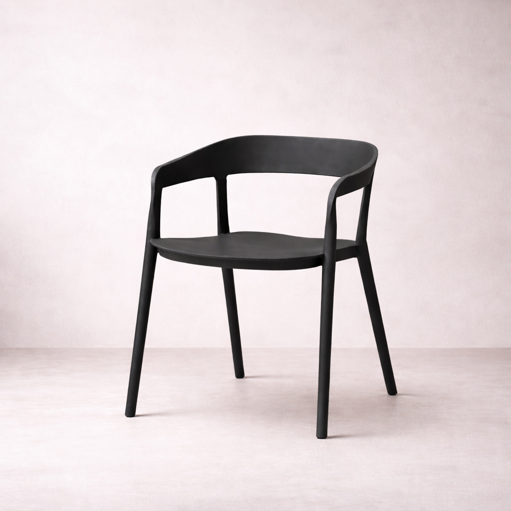 Ridge Stackable Dining Armchair, Black