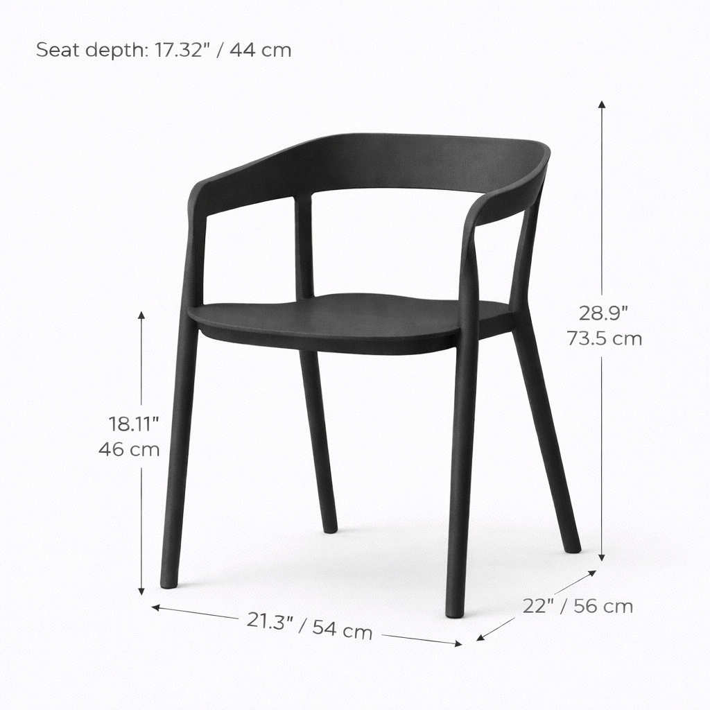 Ridge Stackable Dining Armchair, Black
