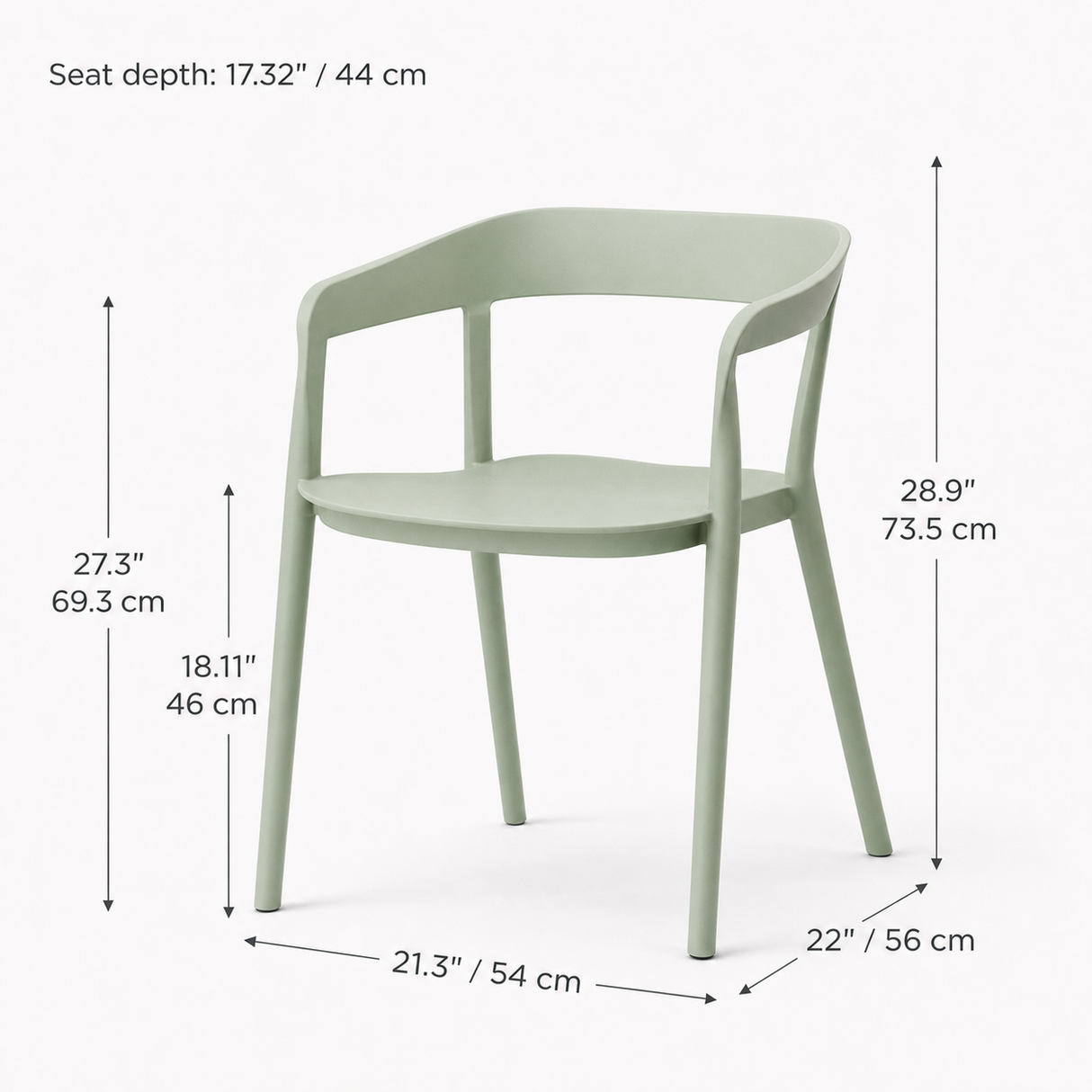 Ridge Stackable Dining Armchair - Nordic Green