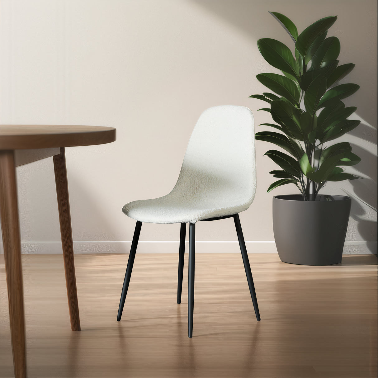 ROMA Boucle Fabric Chair, Cream